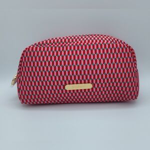 BVLGARI Parfums Women's Cosmetic Makeup Pouch Pink Red Geometric Zip Case